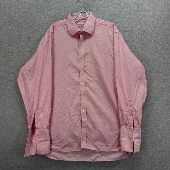 Turnbull & Asser Dress Shirt Mens 17.5 Pink Striped 100% Cotton Made England